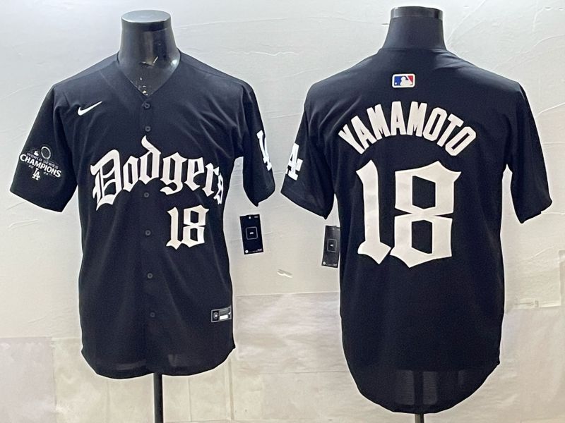 Men 2026 Nike Los Angeles Dodgers #18 Yamamoto Black Game MLB Jersey 09->los angeles dodgers->MLB Jersey